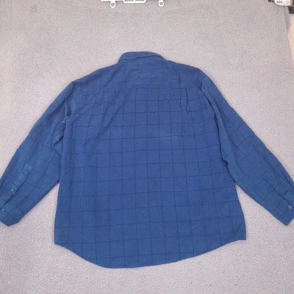 George Sueded Shirt Men's XL Blue‎ Plaid Long Sleeve Button Up Collared Soft - Picture 9 of 10